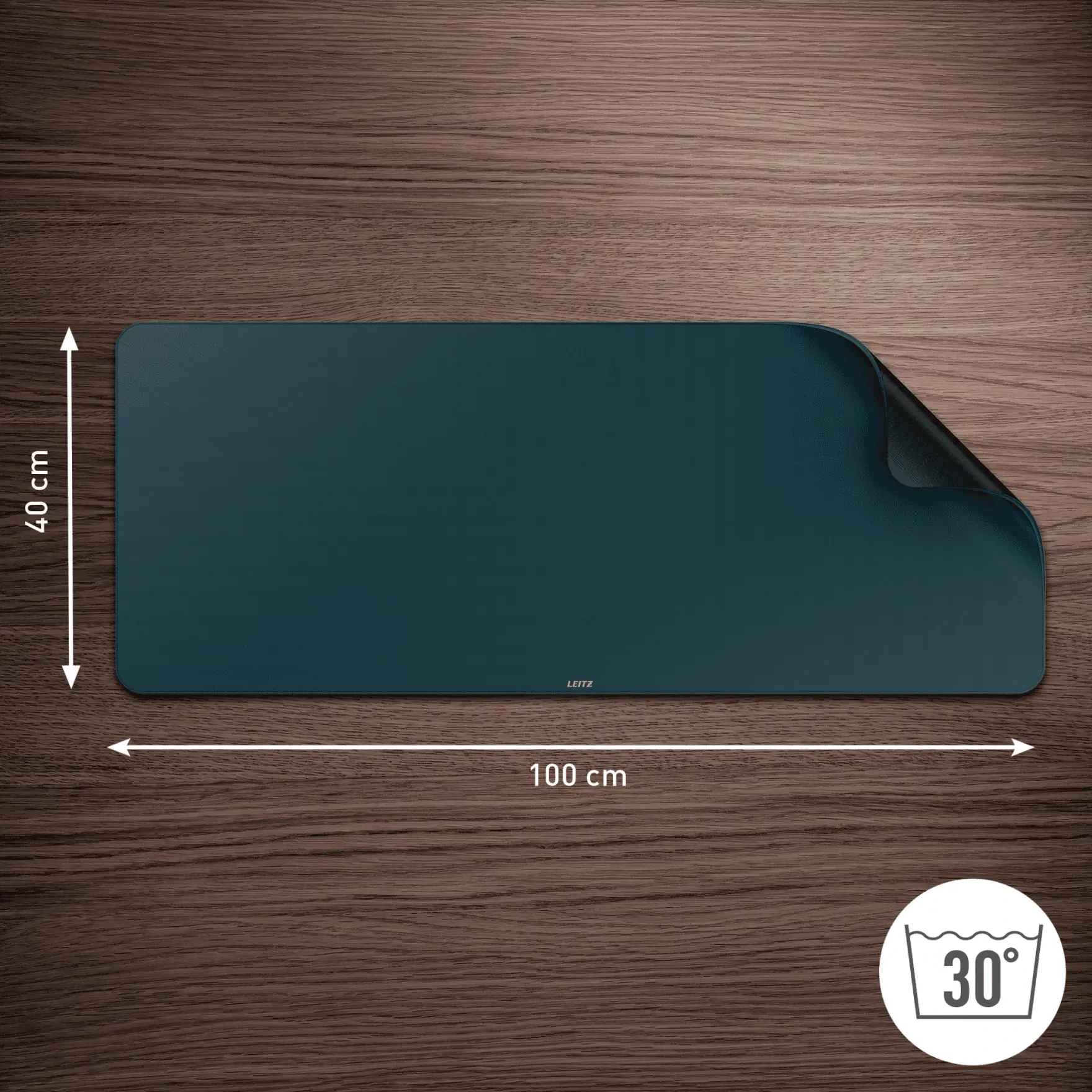 Dimensions du tapis Leitz XL et indication de lavage à 30 °C