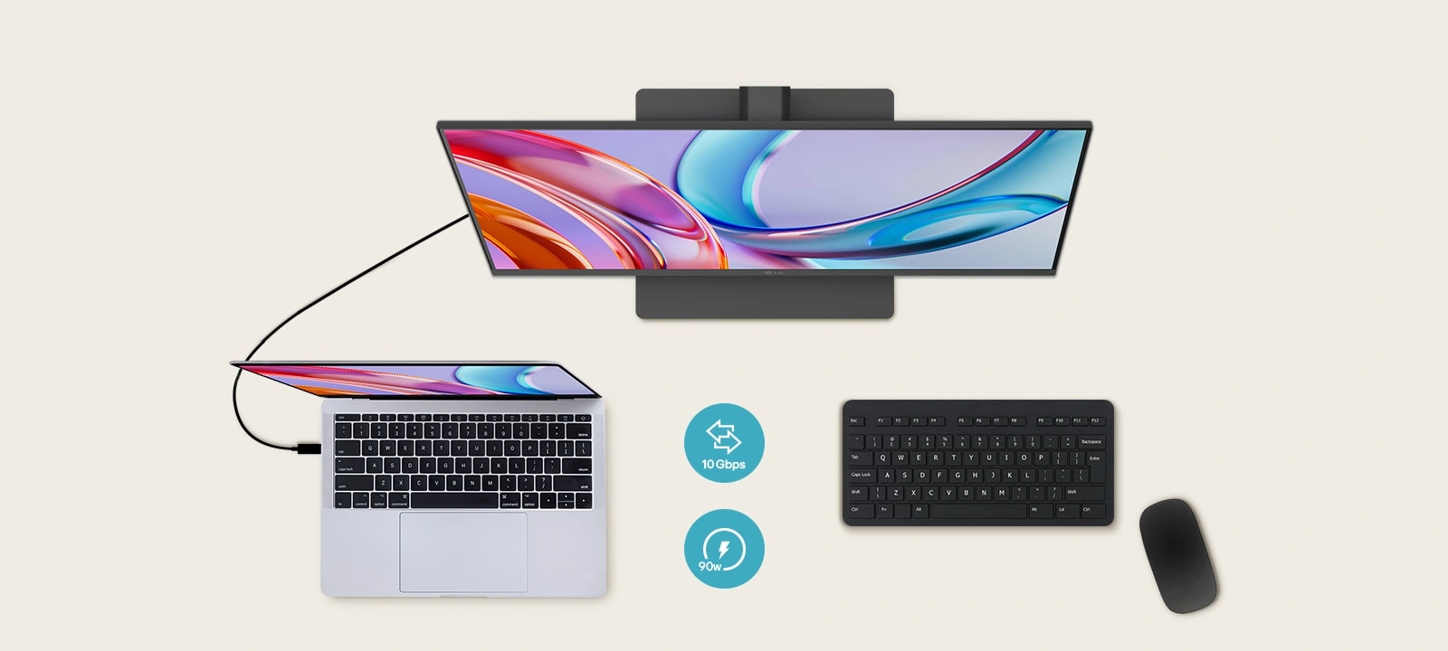 Connexion USB-C du LG 27U730A-B à un ordinateur portable