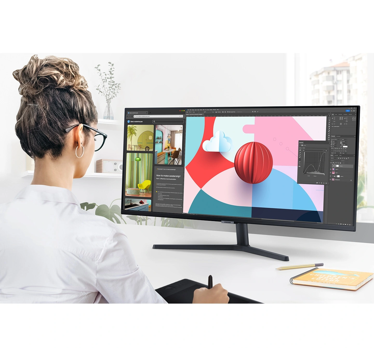 Samsung ViewFinity S50GC dans un espace de création