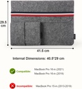HOMIEE Housse Protectrice en Feutre  avec Pochette Additionnelle en Feutre pour Ordinateur Portable 15.4-15.6 