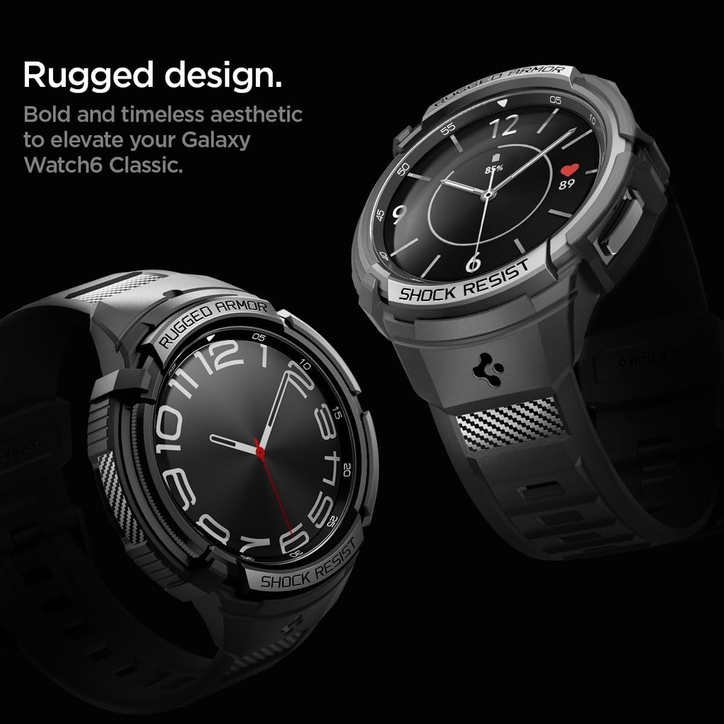 Spigen Rugged Armor Pro Coque avec Bracelet Compatible avec Samsung Galaxy Watch 6 Classic 47mm