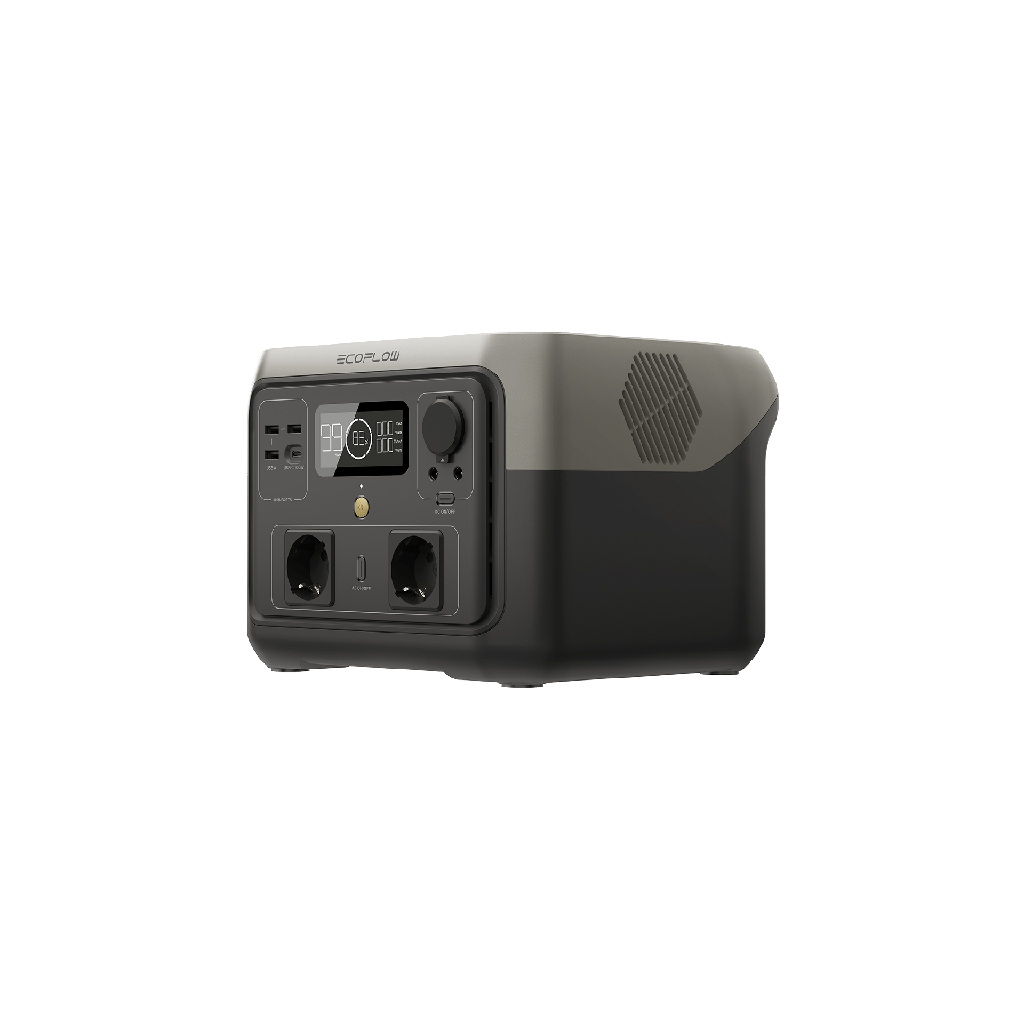 EcoFlow RIVER 2 Max 512 Wh, 500 W, prises EU Schuko Type F, vue latérale
