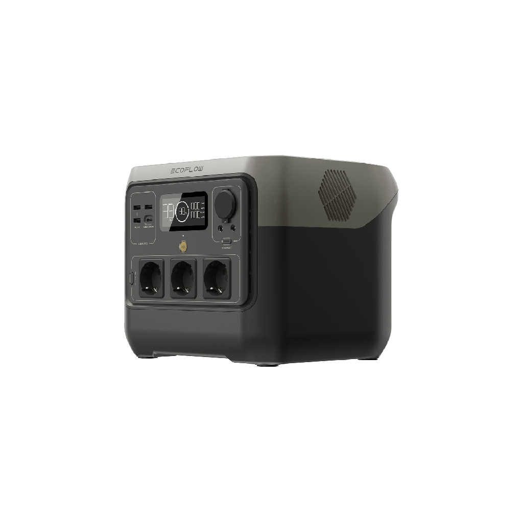 EcoFlow RIVER 2 Pro 768 Wh, 800 W, prises EU Schuko Type F, vue latérale