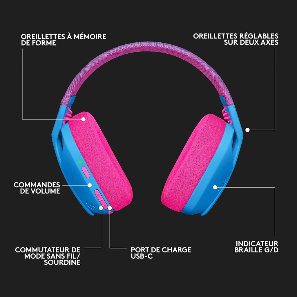 Logitech G435 LIGHTSPEED & Bluetooth Sans Fil Casque Gaming 
