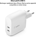 Belkin Chargeur secteur USB-C PD 40 W (deux ports USB-C, 20 W