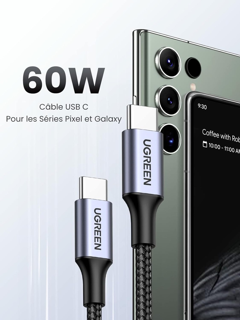 UGREEN Câble USB C vers USB C PD Charge Rapide 60W  (1M)