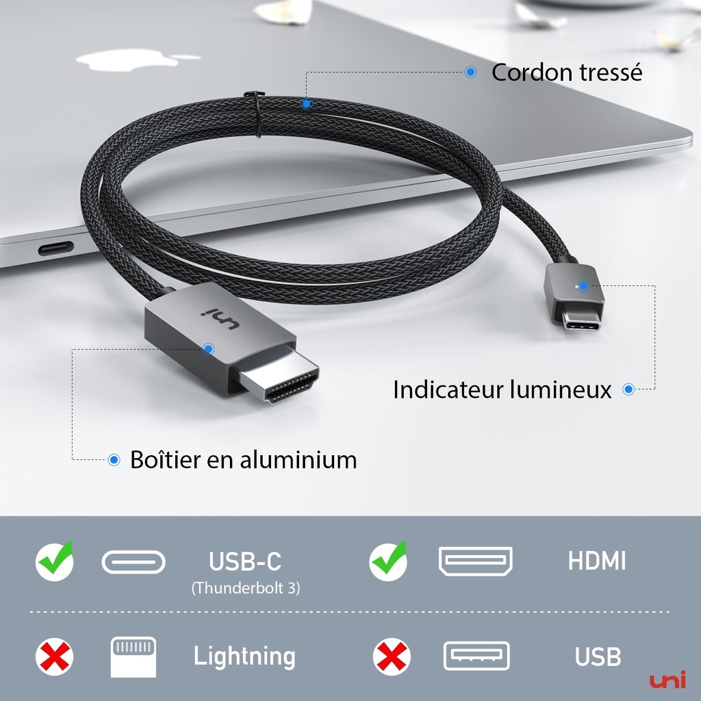 uni Câble USB C vers HDMI 4K
