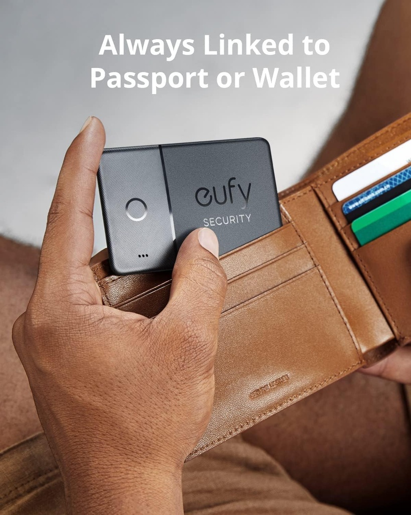 Eufy Security SmartTrack Card (Noir, 1-Pack), Fonctionne avec Apple Find My (iOS uniquement) Étanche, Jusqu'à 3 ans d'autonomie