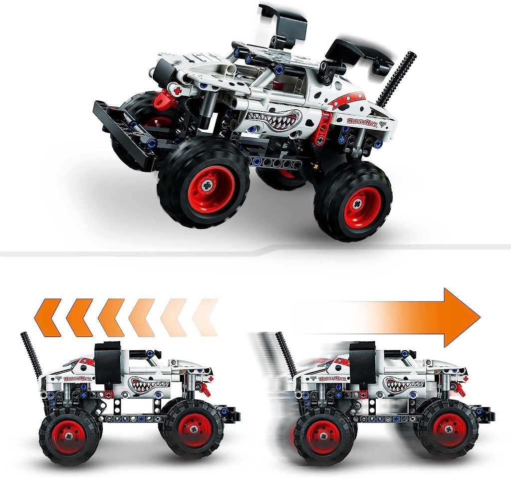 LEGO 42150 Technic Monster Jam Monster Mutt Dalmatien, 2-en1, Jouet Monster Truck à Voiture de Course