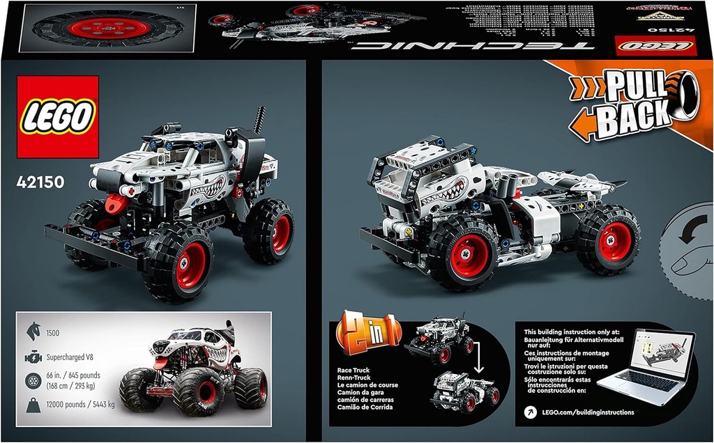 LEGO 42150 Technic Monster Jam Monster Mutt Dalmatien, 2-en1, Jouet Monster Truck à Voiture de Course