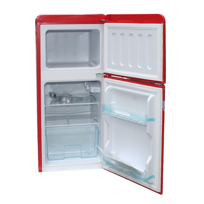 PETIT FRIGO NASCO RETRO 2 PORTES ROUGE 110LT (86LT NET) / R600A / ECONOMIE D'ENERGIE