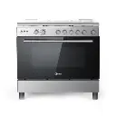 GAZINIERE 5 FEUX MIDEA STAINLESS STEEL+SILVER COUVERTURE VITREE