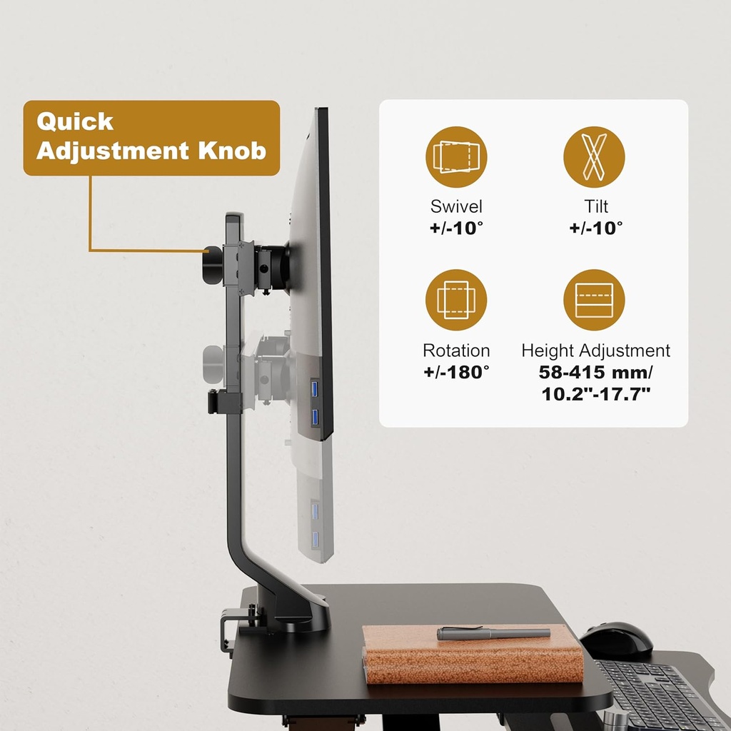 RICOO Support PC 2 ecrans TS3811 17-27 Pouces (43-69 cm) 