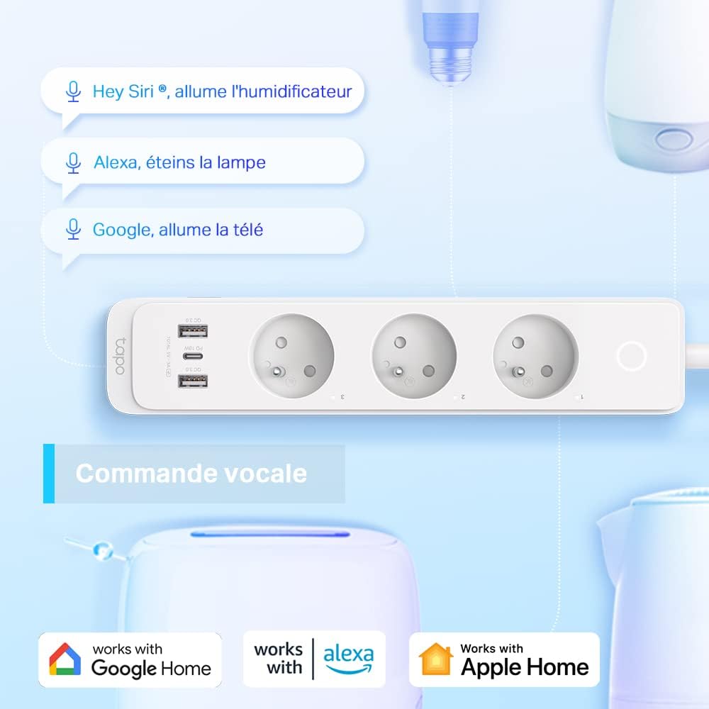 TP-Link Tapo P300 Multiprise avec 2 ports USB et 1 port de type C HomeKit