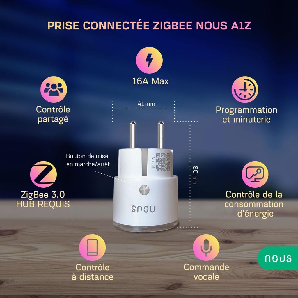 Nous A1T Tasmota Prise Connectée  intelligente Compatible Alexa Google Home Assistant MQTT