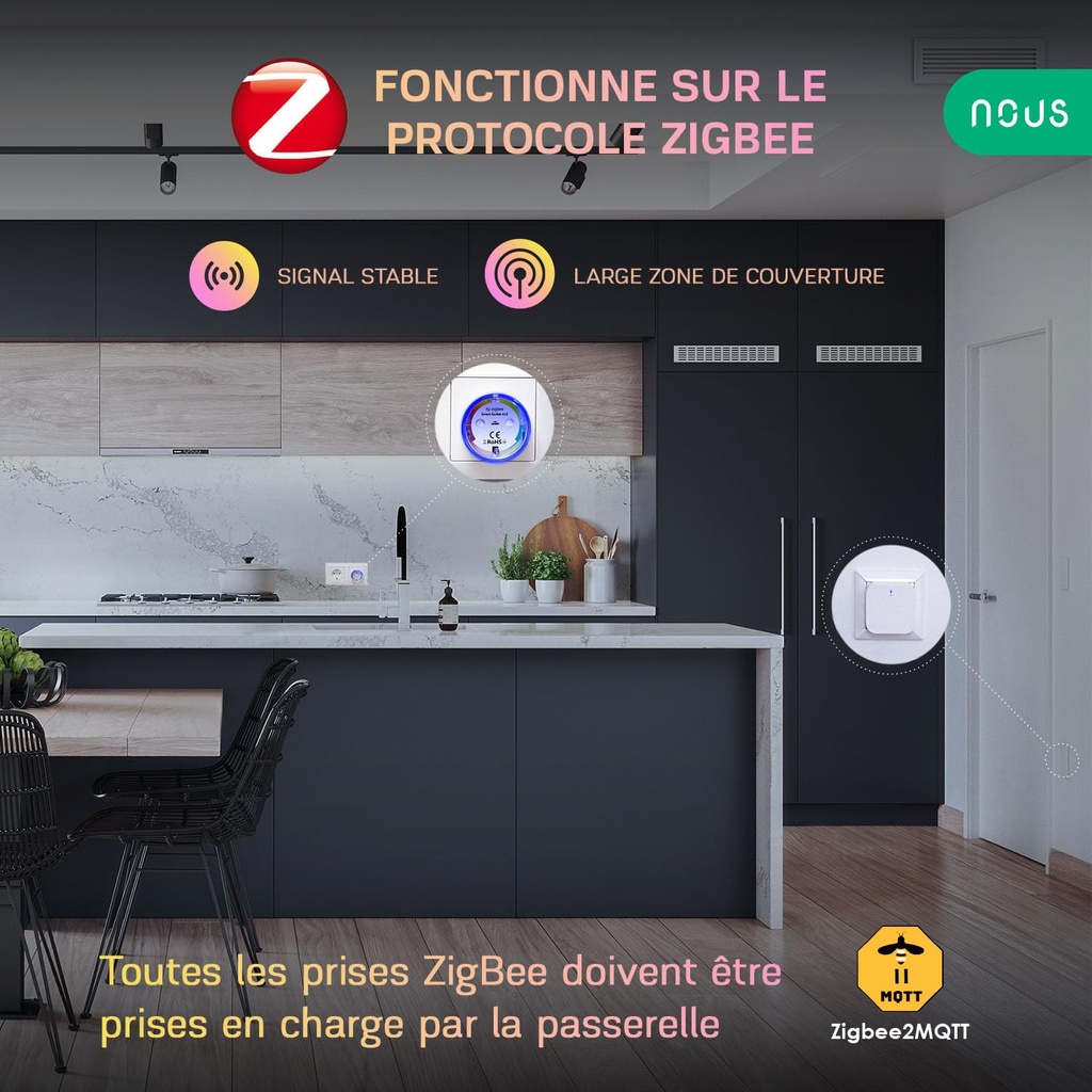 Nous A1T Tasmota Prise Connectée  intelligente Compatible Alexa Google Home Assistant MQTT