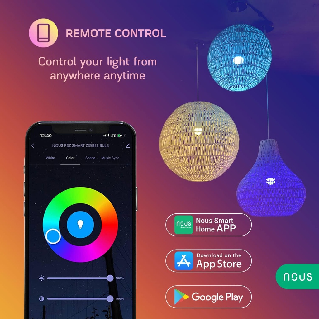 NOUS P3Z ZigBee 3.0 ampoule connectée led e27 RGB  Google Home Assistant 