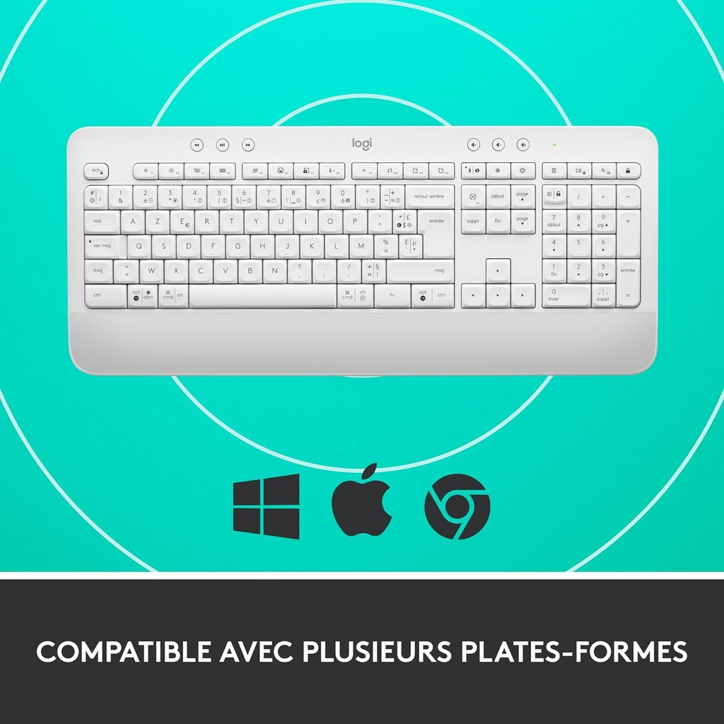 Logitech Signature K650, Clavier sans fil Ergonomique Entier avec Repose-Poignets