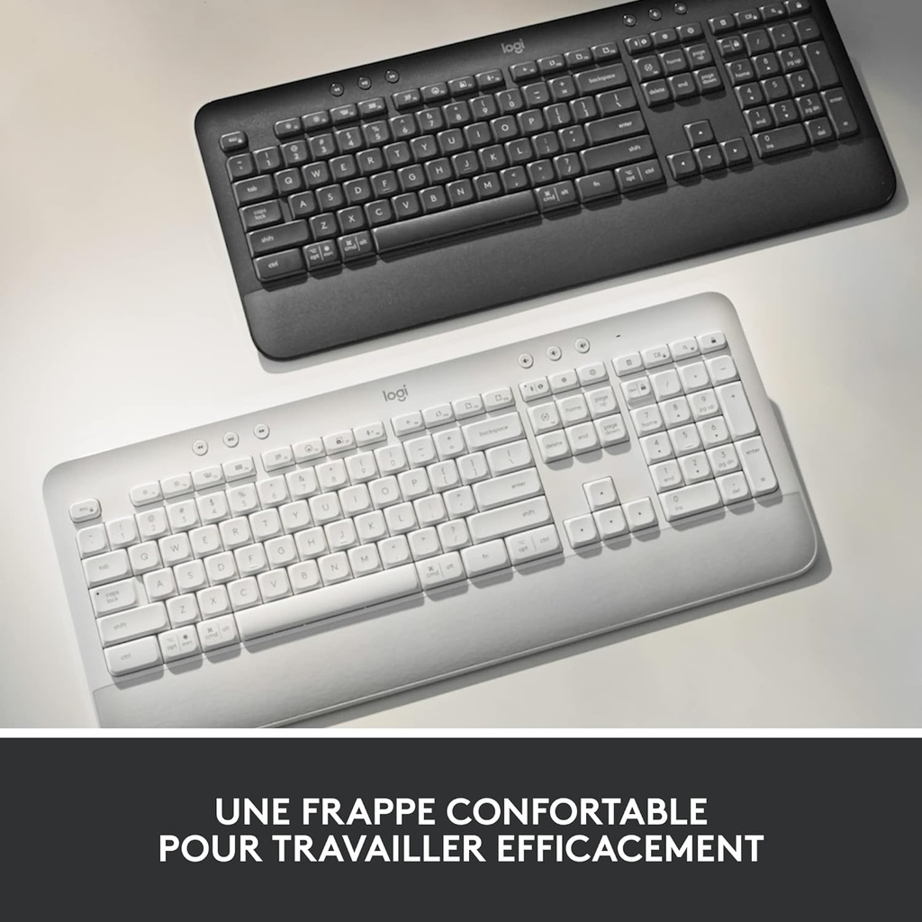 Logitech Signature K650, Clavier sans fil Ergonomique Entier avec Repose-Poignets