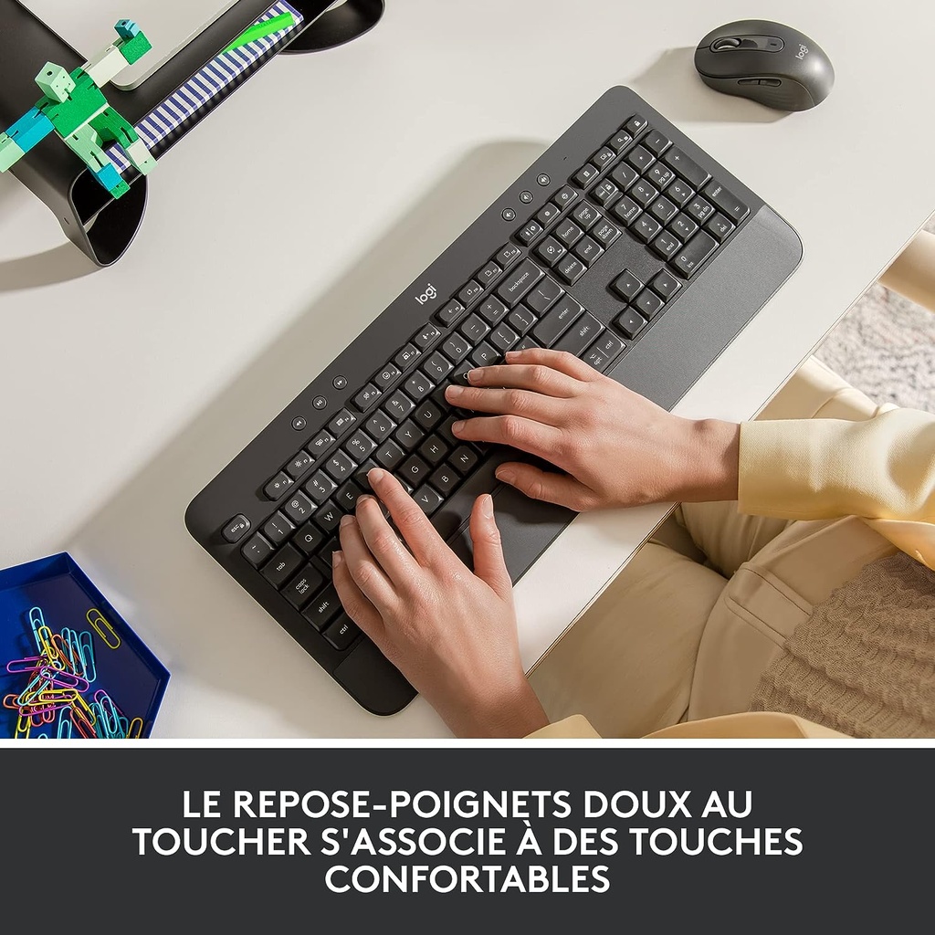 Logitech Signature K650, Clavier sans fil Ergonomique Entier avec Repose-Poignets