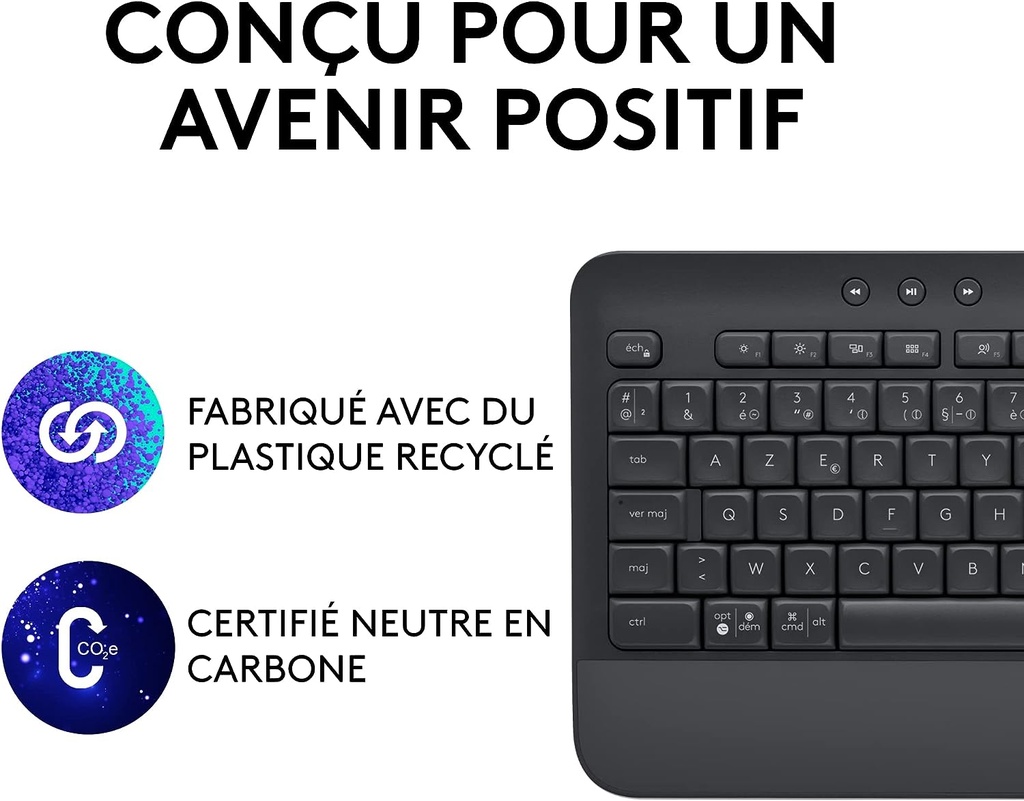 Logitech Signature K650, Clavier sans fil Ergonomique Entier avec Repose-Poignets