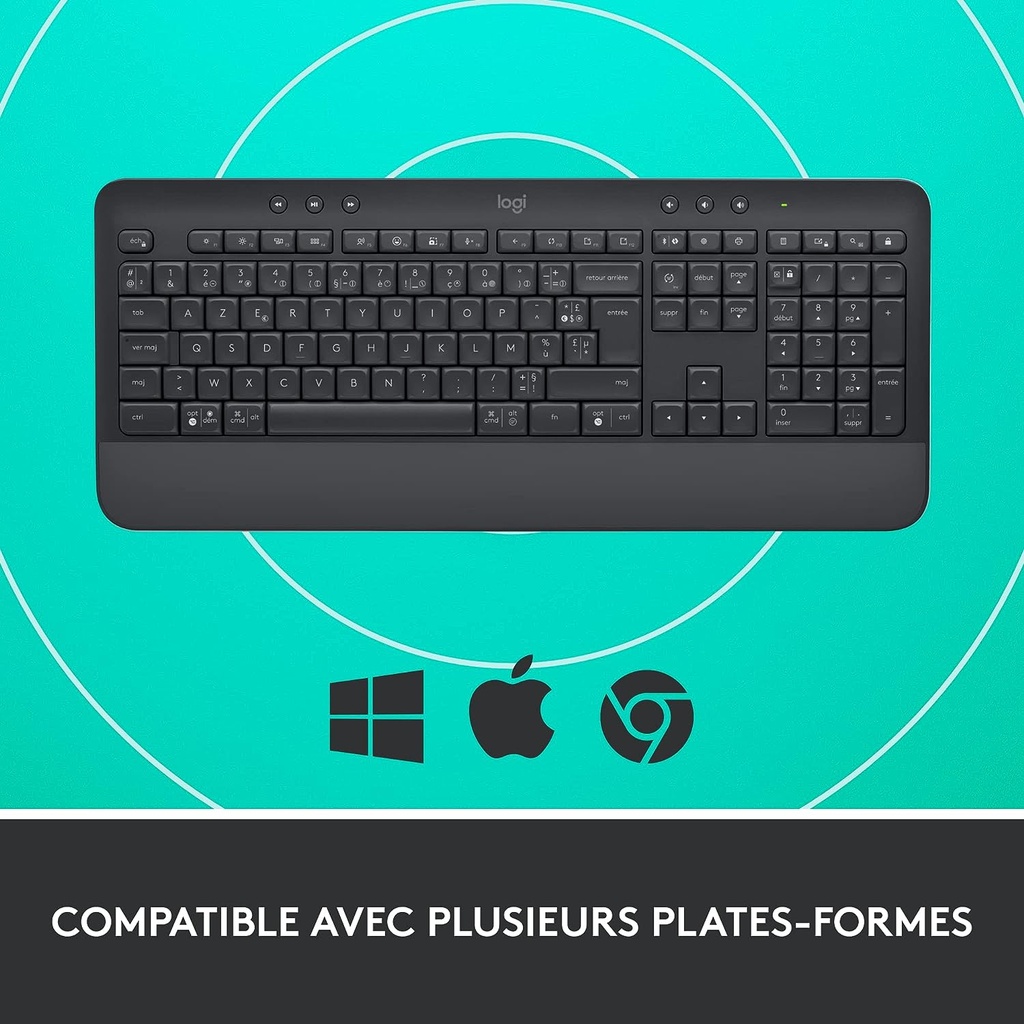 Logitech Signature K650, Clavier sans fil Ergonomique Entier avec Repose-Poignets