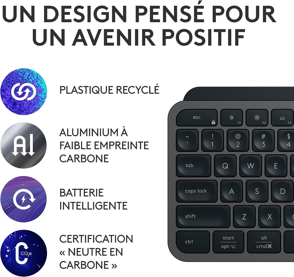 Logitech MX Keys S Clavier sans Fil Bluetooth Rechargeable USB C ,Rétro-éclairage