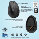 Logitech Lift Souris Ergonomique Verticale, Sans Fil, Bluetooth ou récepteur USB Logi Bolt