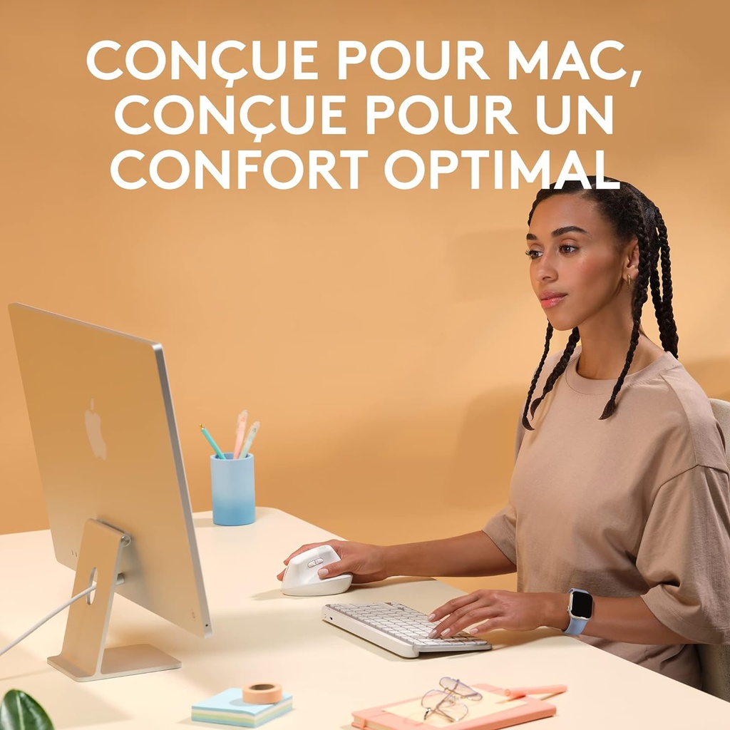 Logitech Lift for Mac, Souris Ergonomique Verticale sans Fil, Bluetooth, Clics et Roulette Smartwheel Discrets