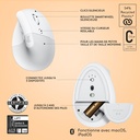 Logitech Lift for Mac, Souris Ergonomique Verticale sans Fil, Bluetooth, Clics et Roulette Smartwheel Discrets