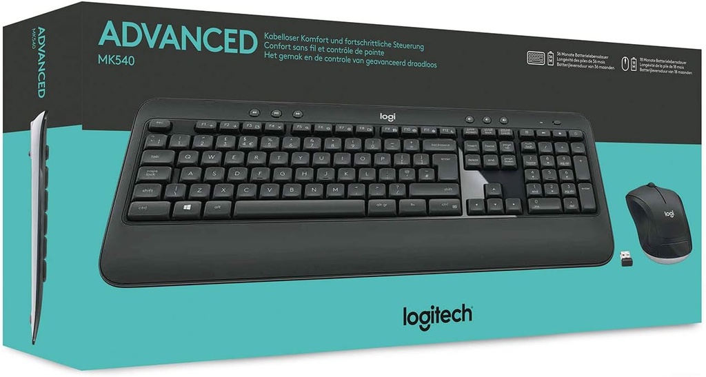 Logitech MK540 Combo Clavier Souris sans Fil Windows, Clavier AZERTY Français - Noir