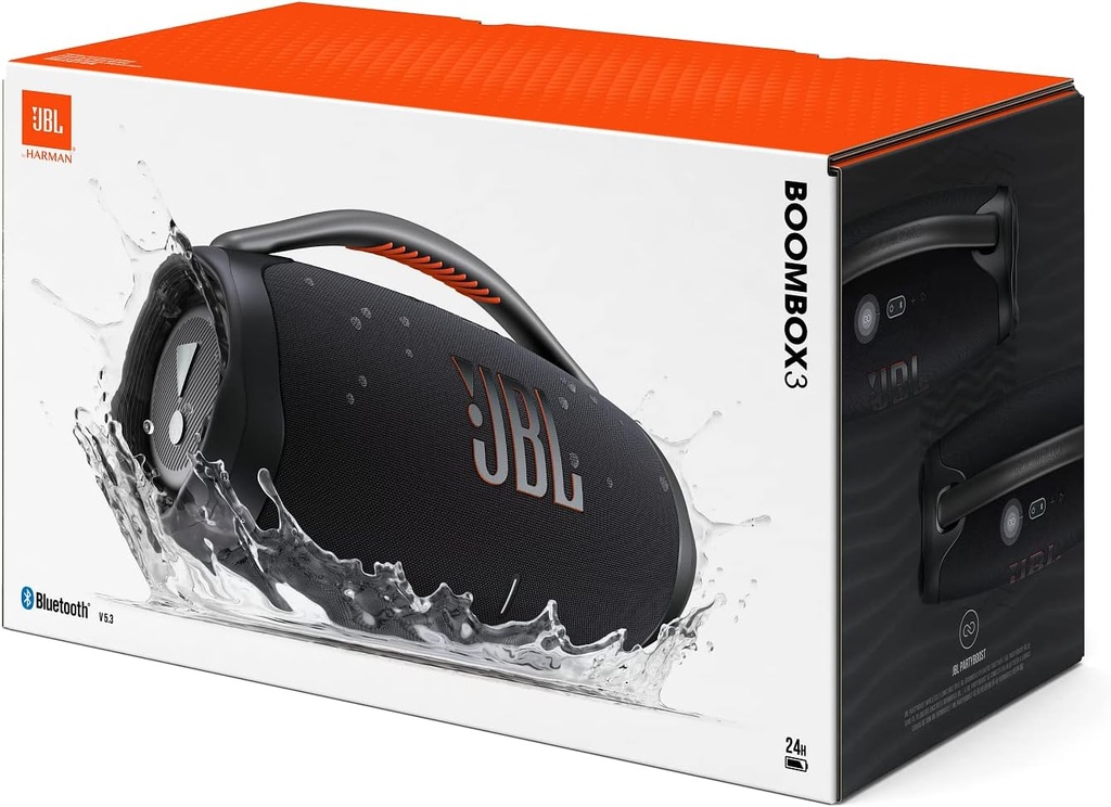 JBL BoomBox 3 Noir – Haut-parleur portable résistant à l'eau et la poussière – Son ultra puissant – Autonomie de 24 hrs