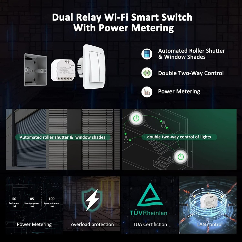 Interrupteur Connecté WiFi Smart Switch, DUAL R3 Dual