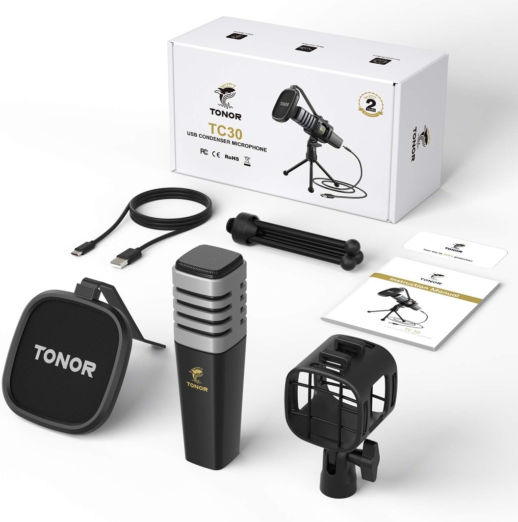 TONOR Micro PC, USB Microphone Condensateur Professionnel pour Gaming Streaming 