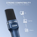 TONOR Microphone USB à Cardioïde Condensateur pour PC Micro avec Trépied et Filtre Anti-Pop