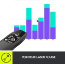 Logitech R400 Télécommande de Présentation sans Fil, 2,4 GHz/Récepteur USB, Pointeur Laser Rouge, Portée de 15 Mètres