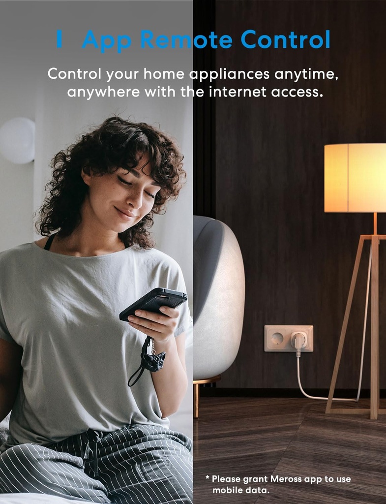 Meross Matte Prise intelligente avec consommation d'énergie, WiFi  HomeKit