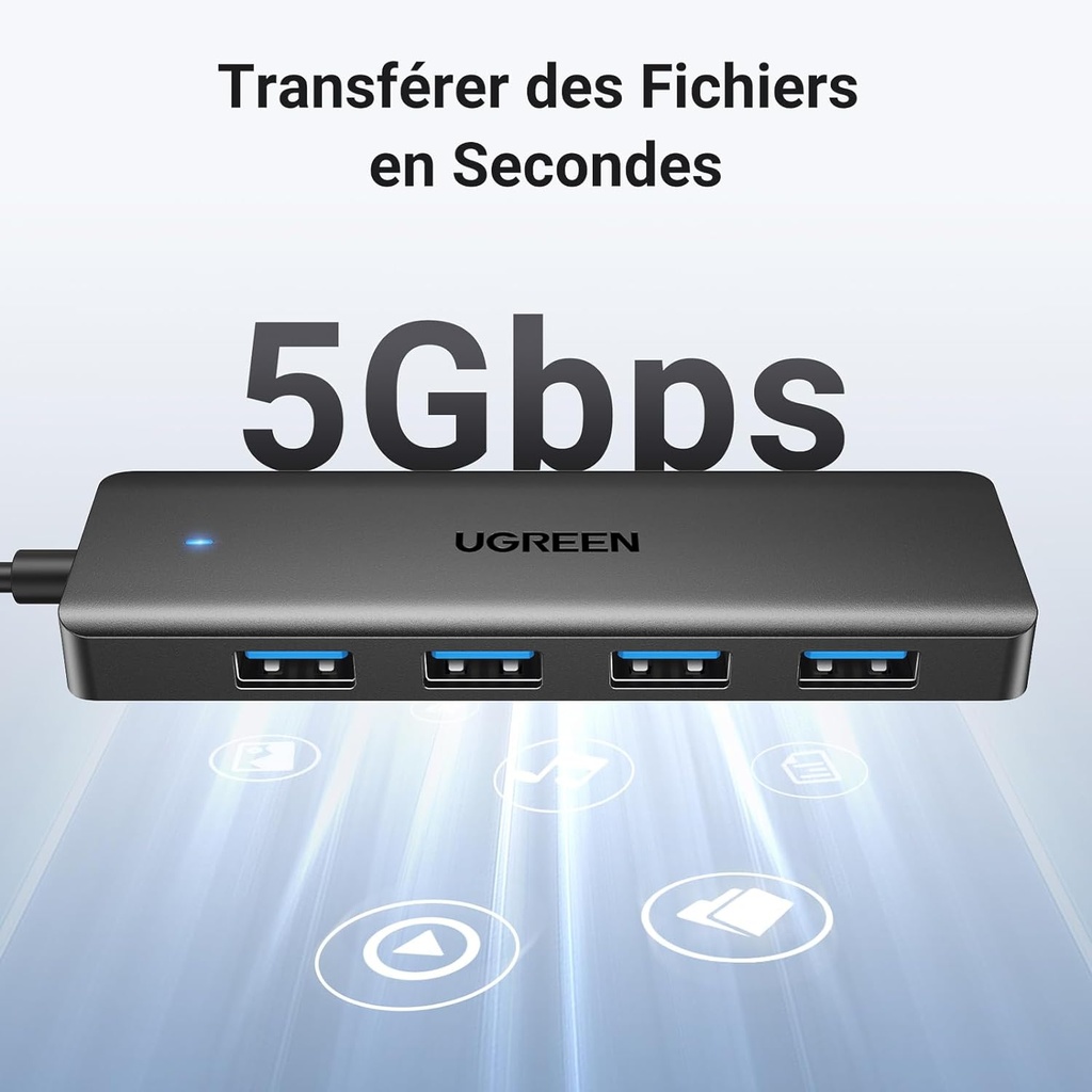 UGREEN Hub USB 3.0 4 Ports Data Hub Ultra Fin Multiport USB 3.0 5Gbps  (15cm)