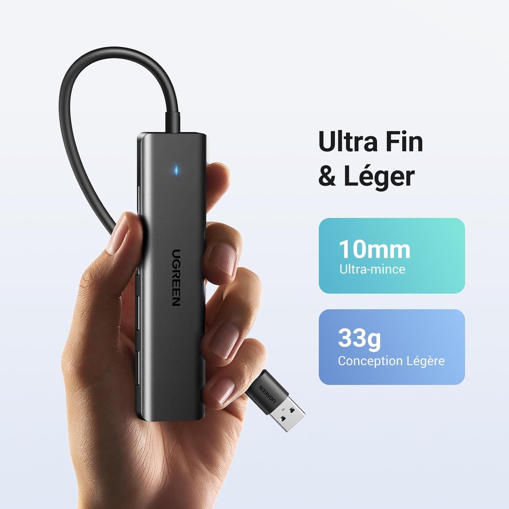 UGREEN Hub USB 3.0 4 Ports Data Hub Ultra Fin Multiport USB 3.0 5Gbps  (15cm)