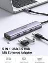  UGREEN  Hub USB Adaptateur LAN Gigabit avec 3 ports USB 3.0, USB 1000 Mbps avec boîtier en aluminium