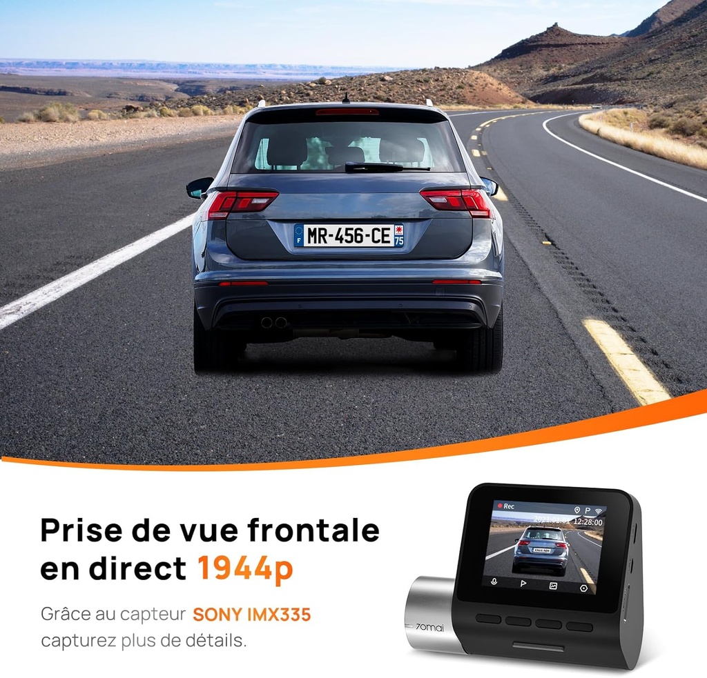 Caméra 70mai  embarquée Pro Plus+ A500S, Full HD 2.7K 