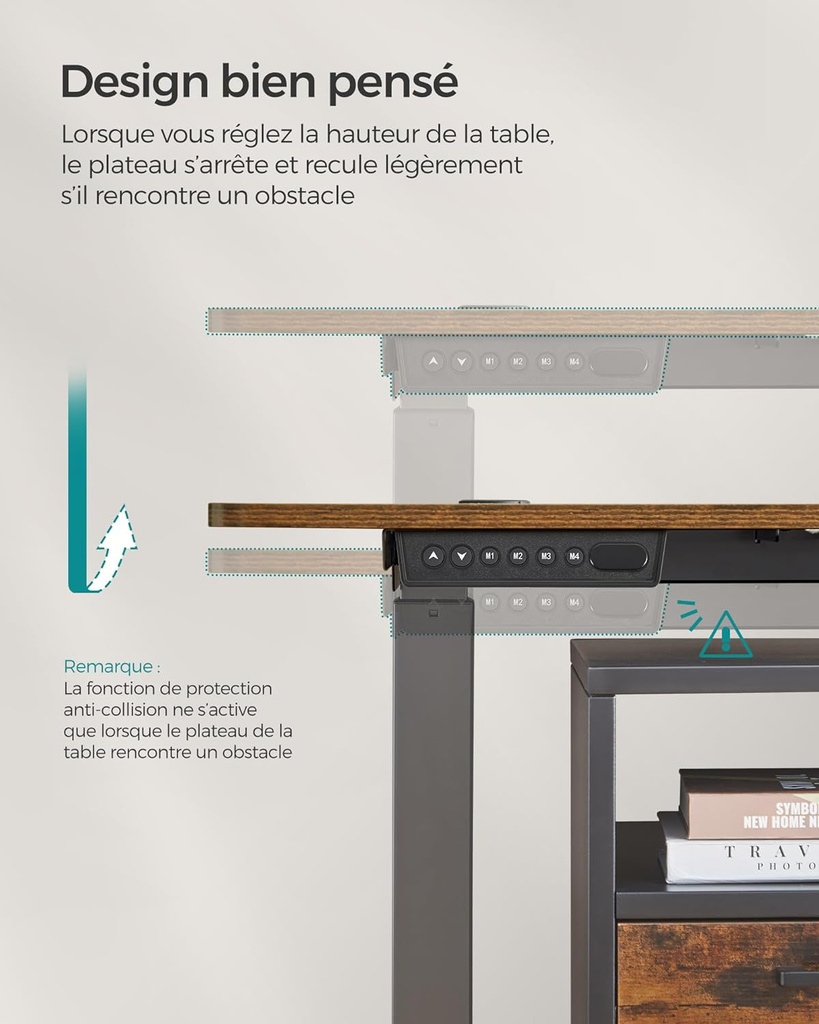 SONGMICS Bureau Assis Debout Électrique 