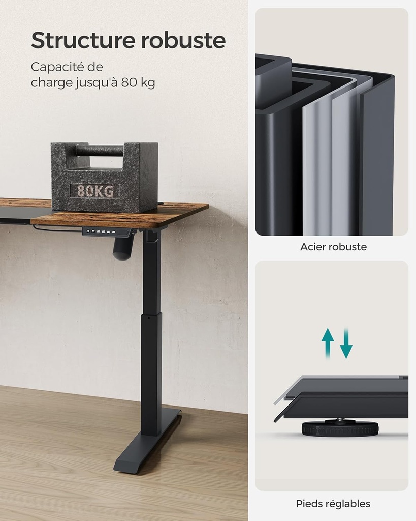 SONGMICS Bureau Assis Debout Électrique 