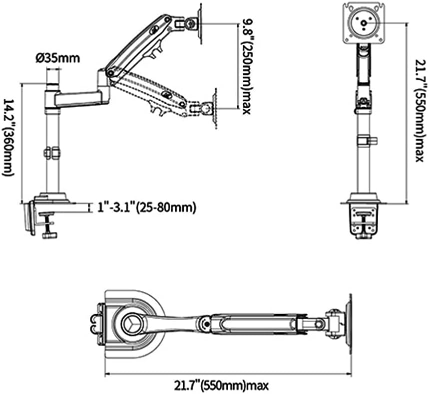 Ergosolid Support de Table avec Ressort à gaz pour écrans 