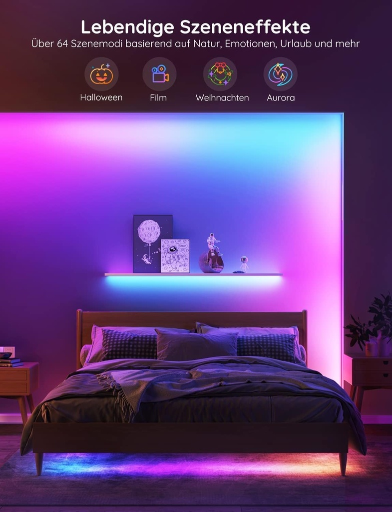 Govee RGBIC 30m Ruban/Bande LED WiFi Bluetooth Multicolore, Contrôlé par APP 