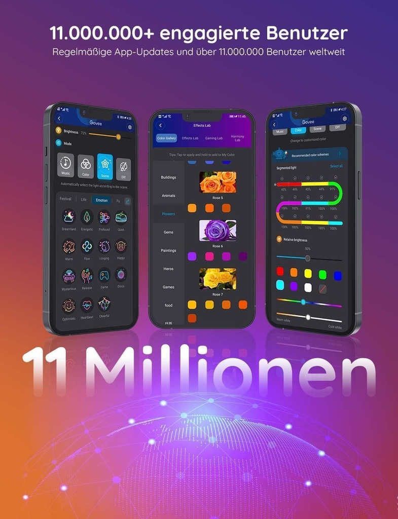 Govee RGBIC 30m Ruban/Bande LED WiFi Bluetooth Multicolore, Contrôlé par APP 