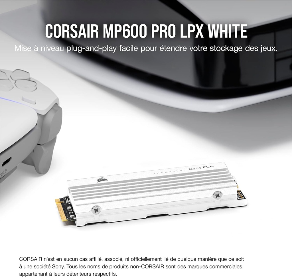 Corsair MP600 Pro LPX 1TB M.2 NVMe PCIe x4 Gen4 SSD Disque SSD (Blanc)