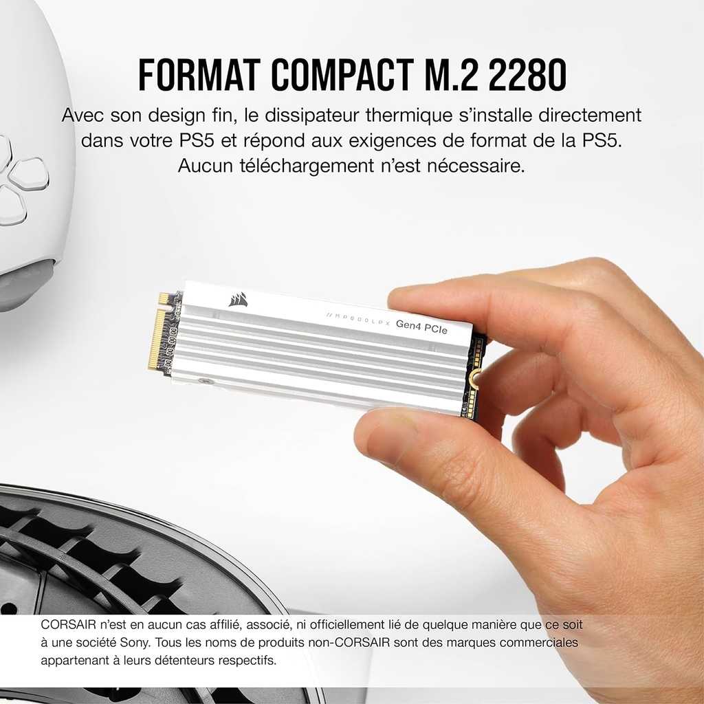 Corsair MP600 Pro LPX 1TB M.2 NVMe PCIe x4 Gen4 SSD Disque SSD (Blanc)