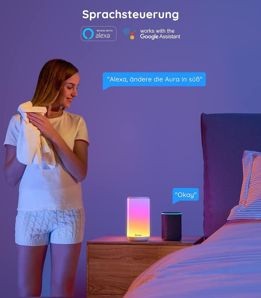 Govee RGBICWW Lampe de table intelligente WiFi, fonctionne avec Alexa et Google Assistant, 2200 K-6500 K