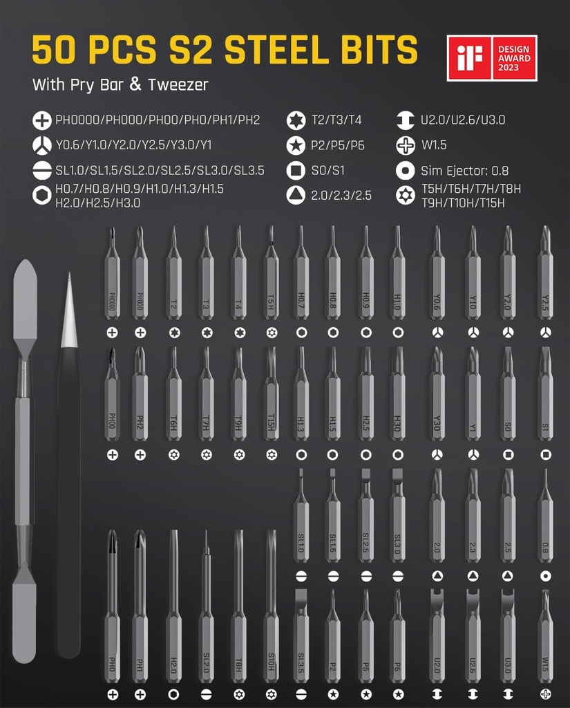 Fanttik E1 Max Mini Tournevis de Precision Électrique 3.7V,  avec 50 en 1 Embouts Magnétiques